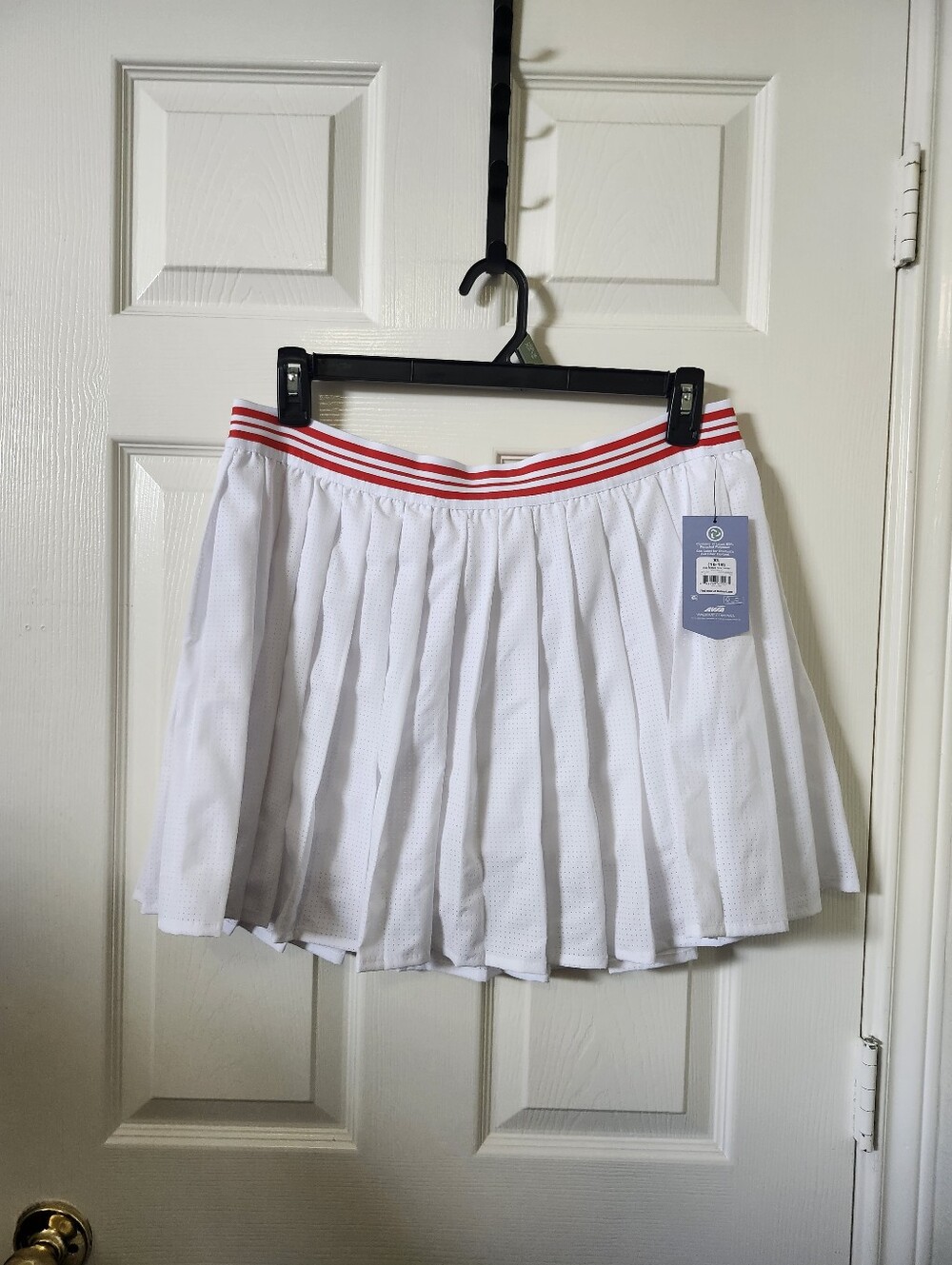 Avia White Pleated Tennis Skort with Red Stripe Waistband XL